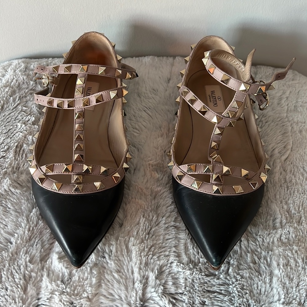 Valentino Black Rock Stud Flats